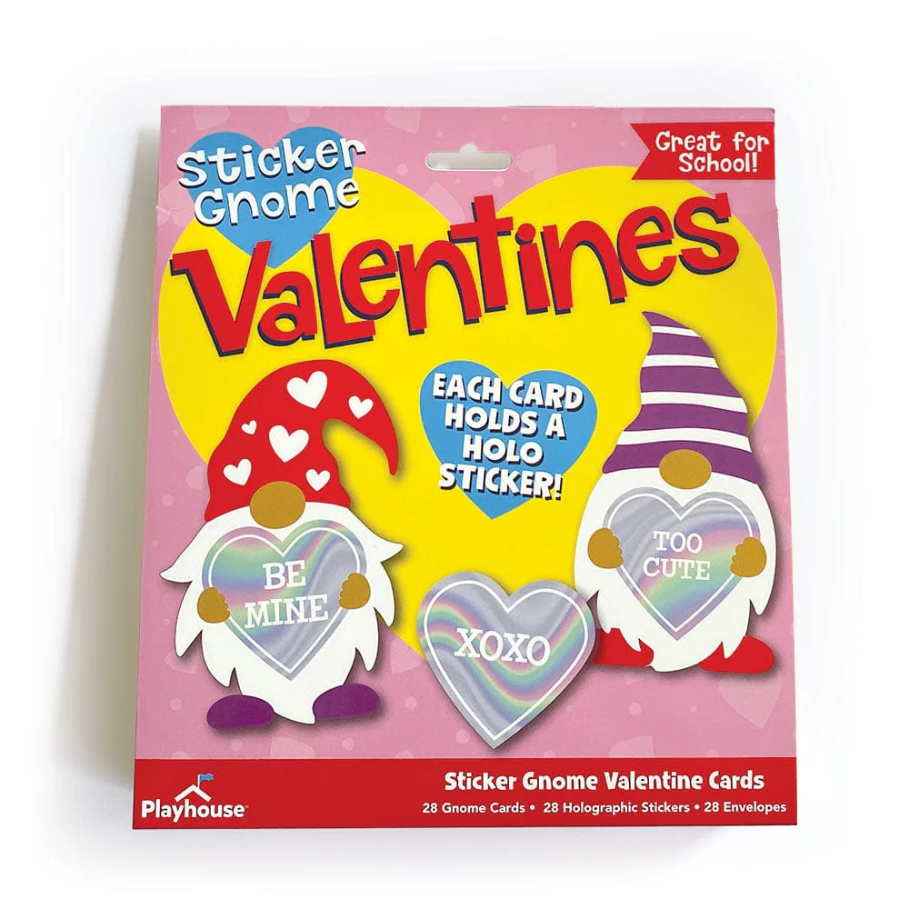 Valentine Cards Set: Gnomes w/ Holographic Stickers